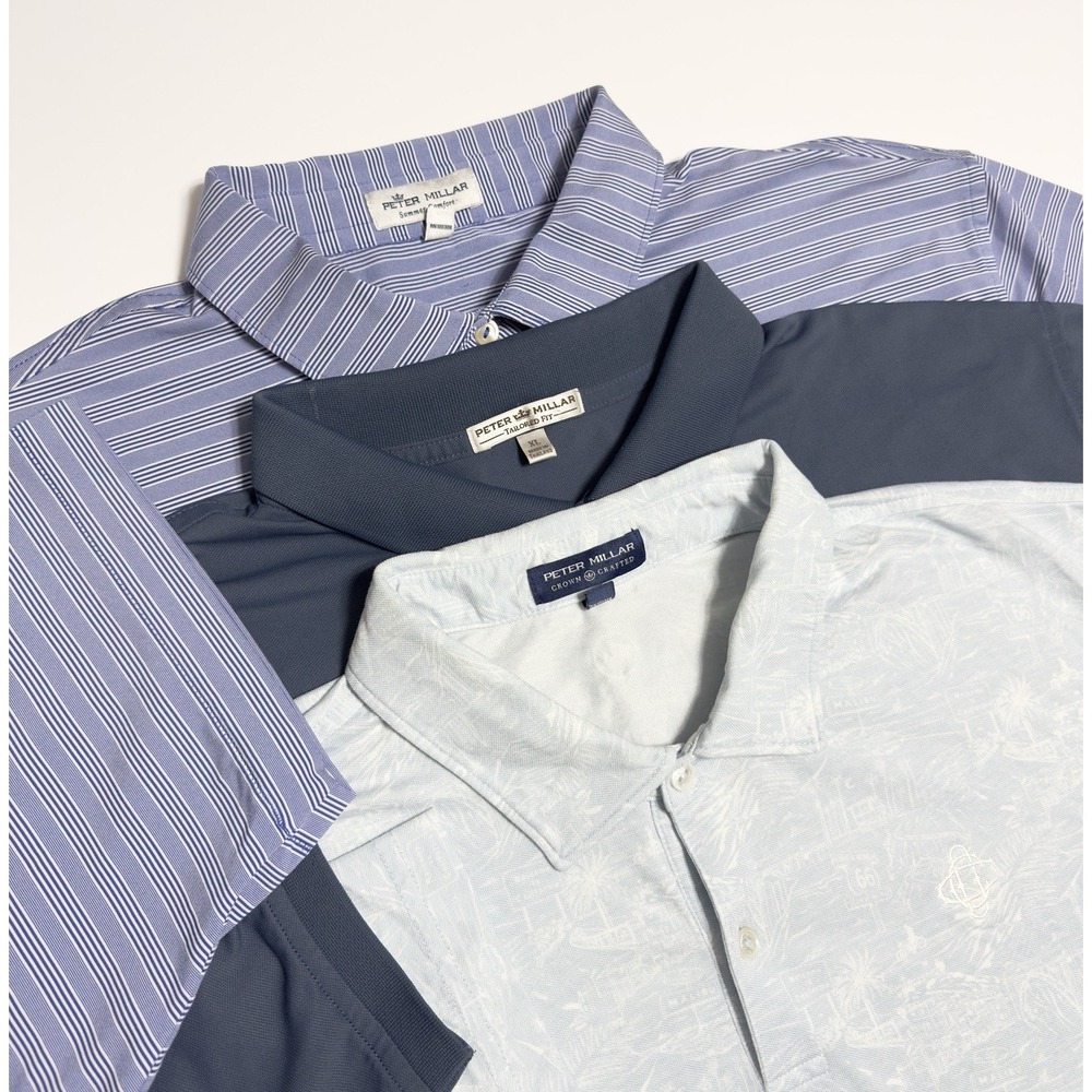 Lot of 3 Peter Millar Men Summer Comfort Polo Shirt Performance Golf XL Stretch